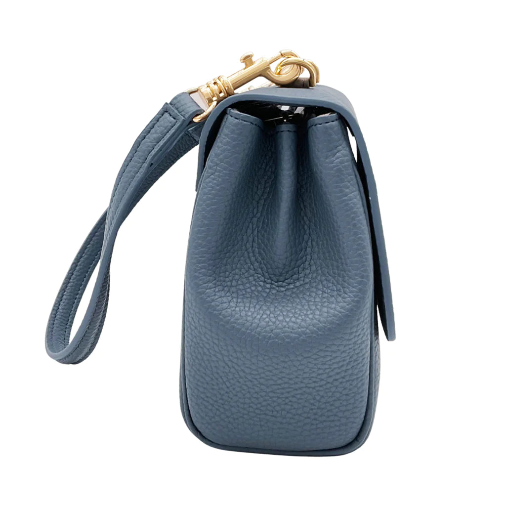 Eloise Soft Satchel with Signet in Stone Blue