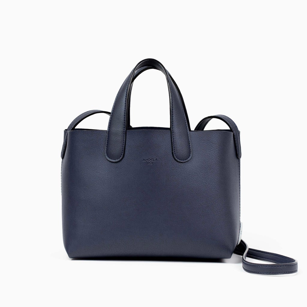 Cacta Small Tote in Navy with Orange Signet