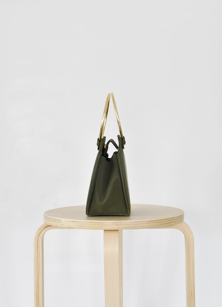 Ceibo Handcrafted Ring Bag in Olive, side view