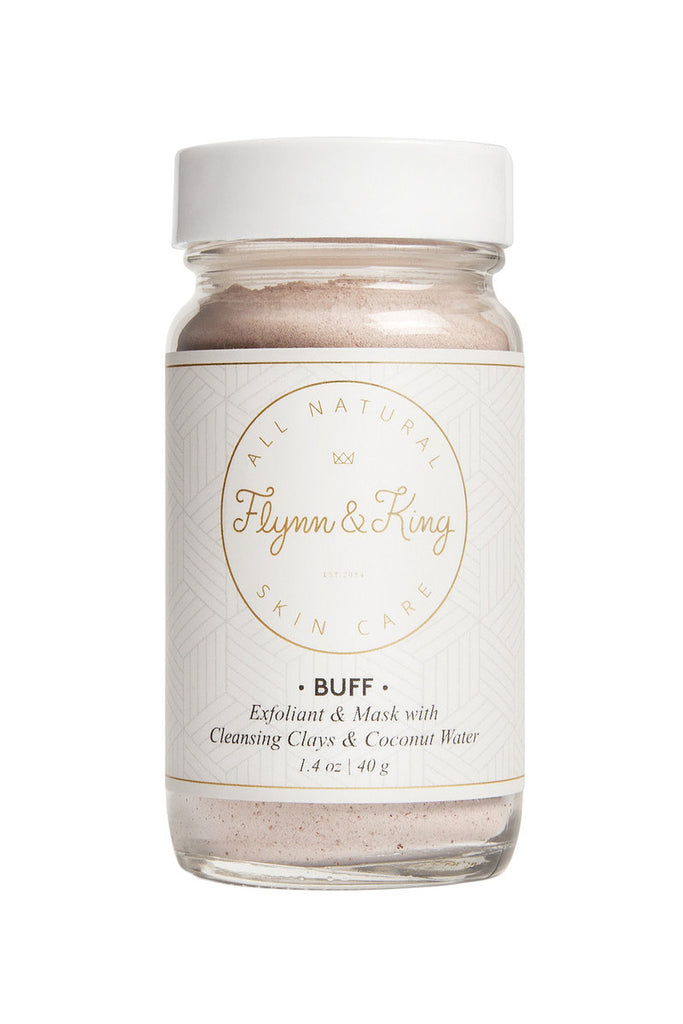 Flynn & King Buff Facial Exfoliant and Mask with Cleansing Clays & Coconut Water, 1.4 oz size