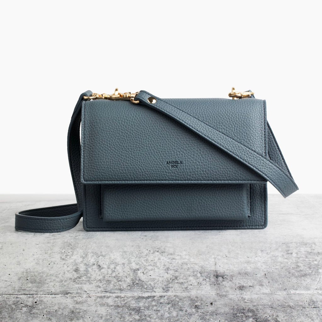 Eloise Satchel with Signet in Stone Blue