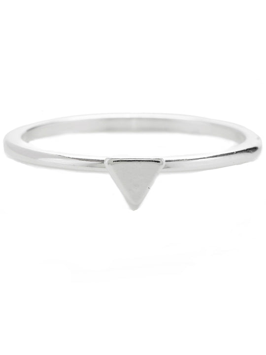 Triangle midi ring, Silver Plated brass ring, triangle in middle 