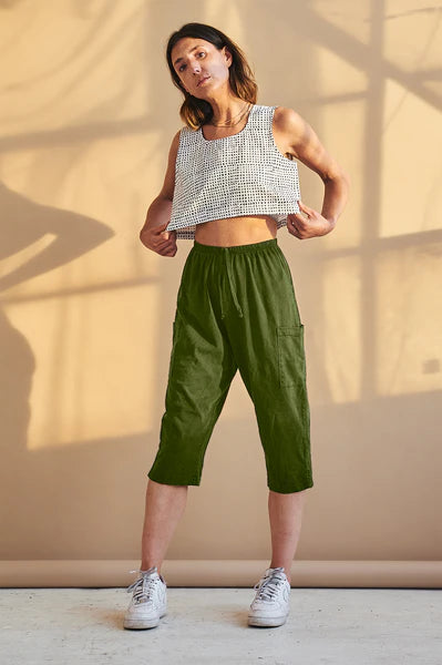 Army Green Cropped Pants