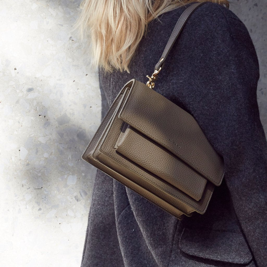Eloise Satchel with Signet in Light Mud Grey