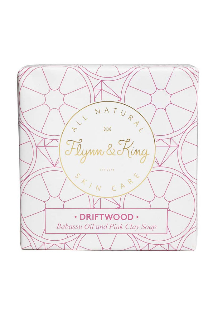 Flynn & King Driftwood - Babassu Oil and Pink Clay Soap, 5 oz bar in packaging