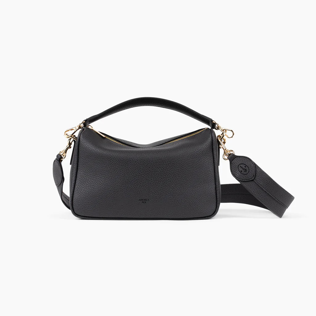Grace Top Handle Shoulder Bag with Signet in Black