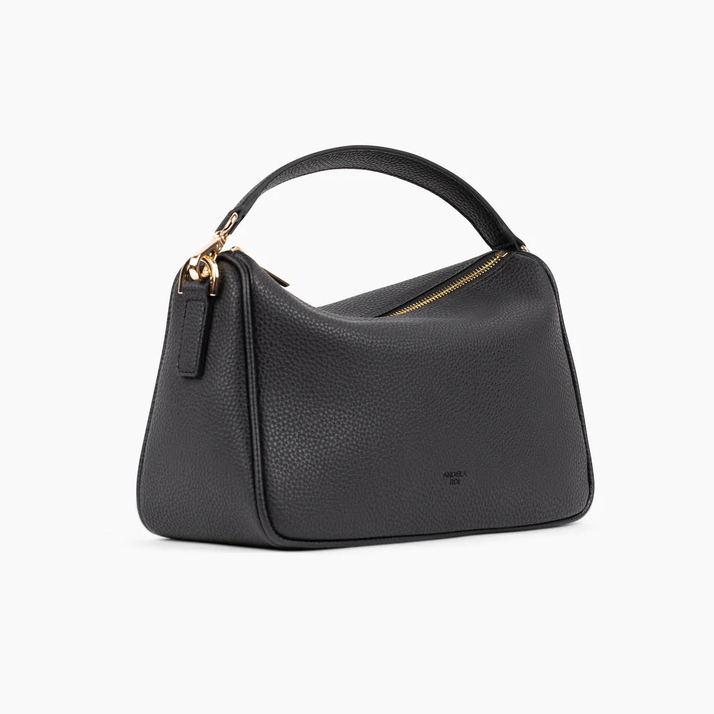 Grace Top Handle Shoulder Bag with Signet in Black