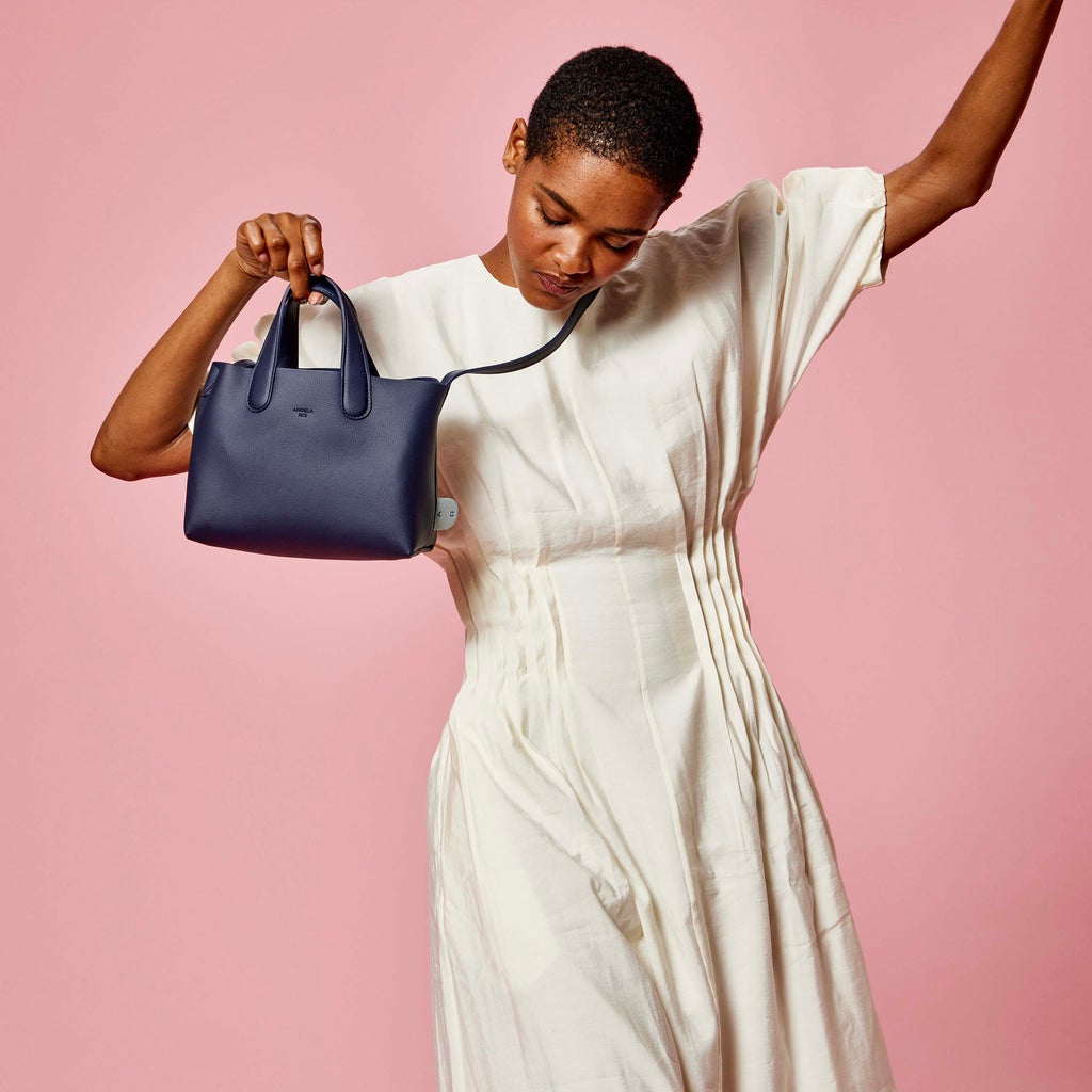 Cacta Small Tote in Navy with Light Blue Signet