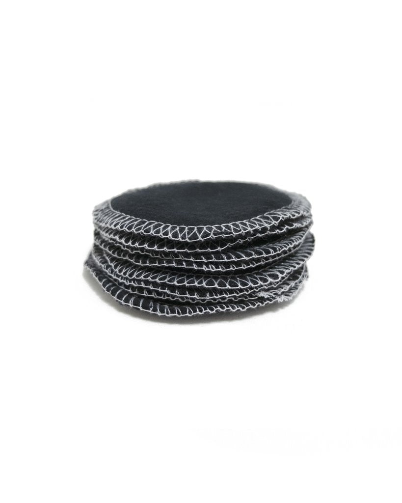Flynn & King Reusable Organic Bamboo Cotton Rounds in Black, stack