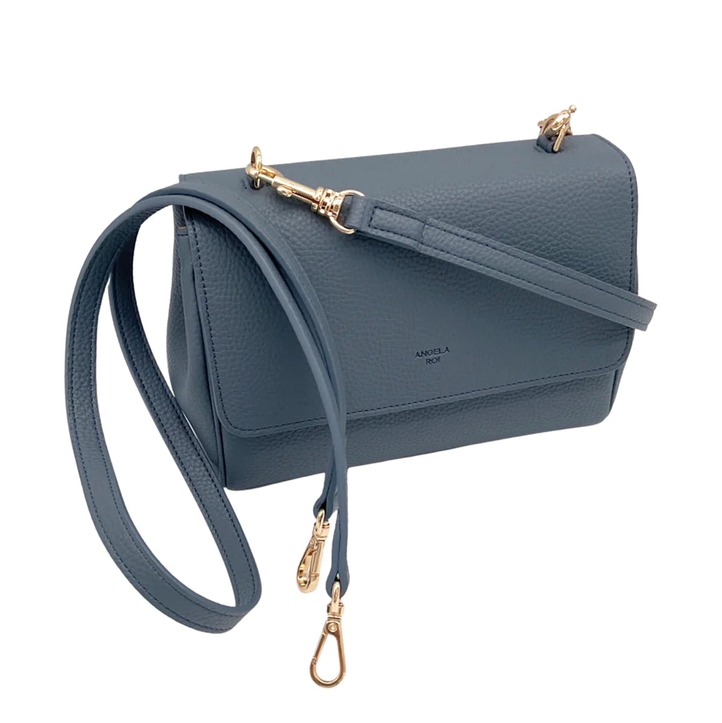 Eloise Soft Satchel with Signet in Stone Blue