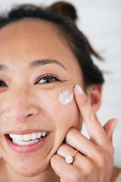 Samudra Skin & Sea Face Cream, on smiling model